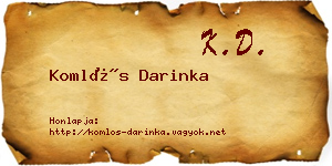Komlós Darinka névjegykártya